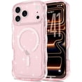 thumbnail image 1 of wonima11 适用于 iPhone 17 Pro Max 的磁吸式手机壳，透明闪亮亮片可爱卷曲波浪造型，男女通用，兼容 MagSafe，TPU 材质，防震保护壳，粉色, 1 of 1