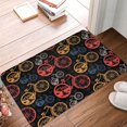 thumbnail image 4 of Rateoe Compass And Mountains In Bicycle Wheels1 Pattern Flannel Door Mat Indoor Outdoor Entrance, Waterproof All-Weather Doormat,Fade Resistant, Low Profile Entryway Mat 16x24in, 4 of 7