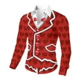 thumbnail image 2 of Men's Valentines Day Shirts Ugly Graphic Printed Long Sleeve Lapel Collar Button down Comfortable Shirt Tops (XXL, Red), 2 of 6