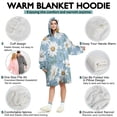 thumbnail image 5 of Lightblue Daisy Flower Green Leaves Pattern Wearable Oversized Blanket,Wearable Blanket Hoodie for Adults,Cozy Hooded Blankets with Super Pockets,Super Warm Fuzzy Pullover for Women & Men, 5 of 6