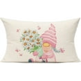 thumbnail image 2 of Pink Outdoor 12x20 Lumbar Throw Pillow Covers Set of 2 Spring Summer Decorative Cushion Cases Home Décor Decorations for Patio Couch Chair Sofa,Daisy Floral Gnomes, 2 of 3