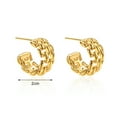 thumbnail image 5 of Mightlink 1 Pair Ear Studs High Polished Opening Hypoallergenic Comfortable to Wear Golden-color Gift Fashion Jewelry Women Chain Design Half Hoop Huggie Earrings for Dating, 5 of 6