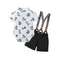 thumbnail image 2 of CARETOO Baby Boy Clothes Suit Floral Dress Shirt Shorts Suspender Pants Formal 95% Cotton 3pcs, 2 of 15