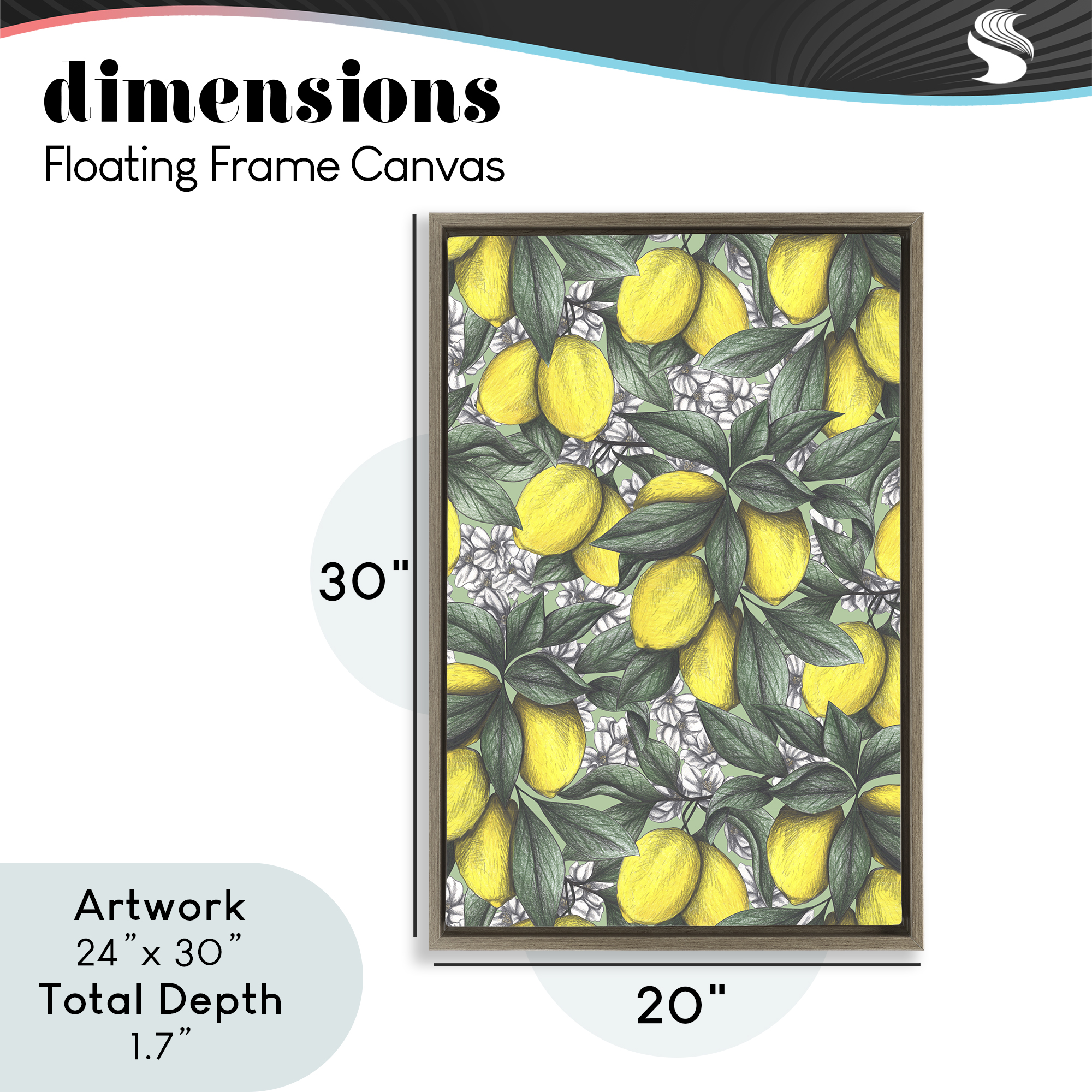 Under The Lemon Tree Brown Framed Floater Canvas Wall Art, design by Cecilia Battaini