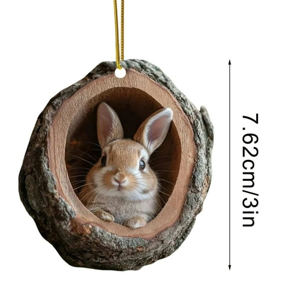 LanSuare Animal Ornaments for Christmas Tree, 3" 2D Acrylic Forest Animal Christmas Ornaments, Little Animals Christmas Hanging Ornament, Gift for Animal Lovers (Rabbit)