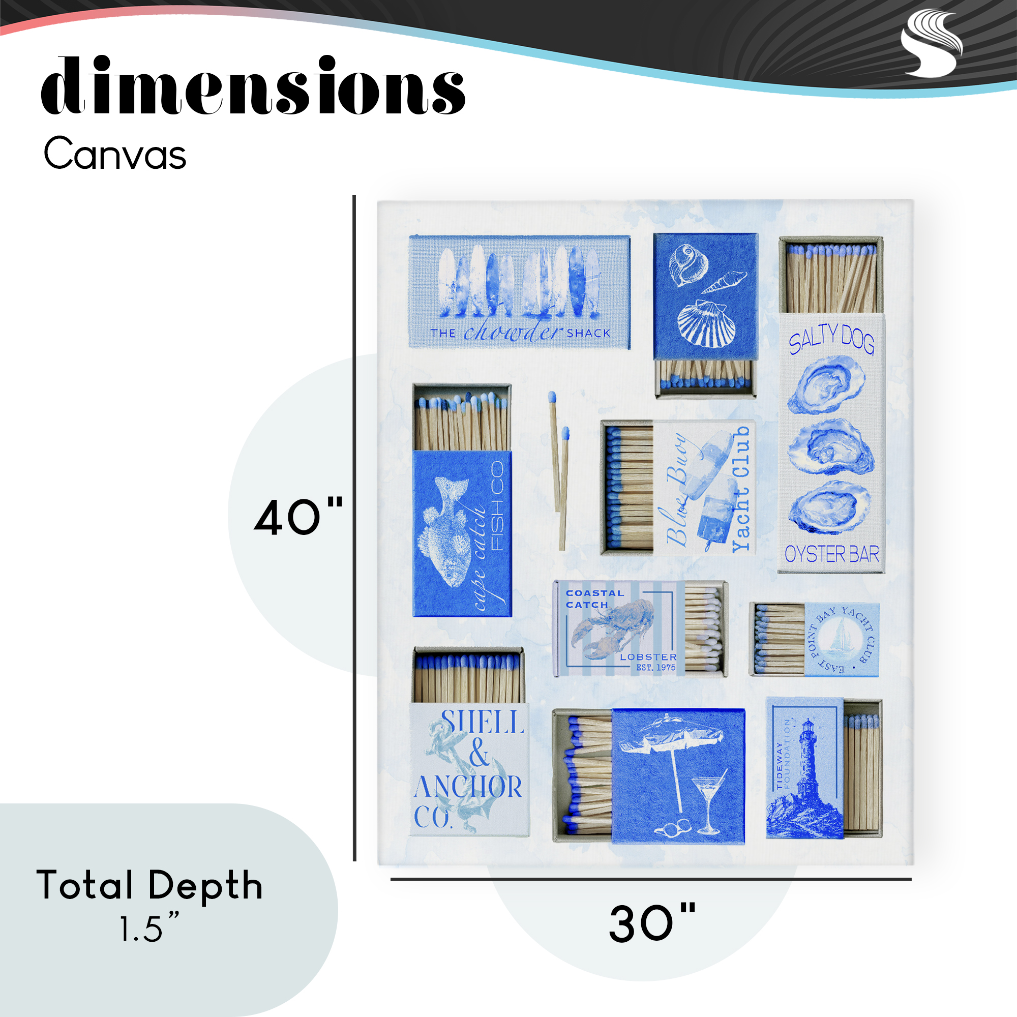 Blue Coastal Matchboxes Canvas Wall Art, design by Ziwei Li
