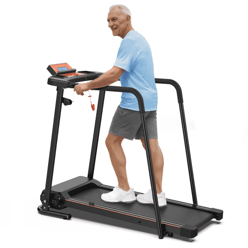 Walking Treadmill for Senior, Foldable Treadmill with Long Handrail, Recovery Fitness Exercise Machine for Home, Optional APP Control, Cup & Phone Holder, 300 LBS Capacity
