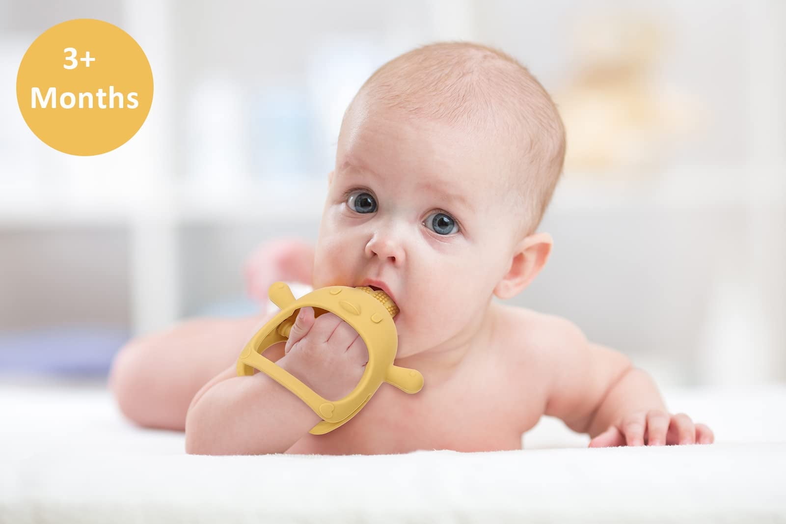 Silicone Baby Teether Toy for Infants 3+ Months, BPA Free Anti-Drop Silicone Mitten Teething Toy for Soothing Sore Gums, Baby Chew Toys for Sucking Needs