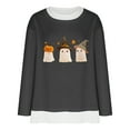 thumbnail image 3 of Craaazy Halloween Shirts For Women Fake Two Piece Casual Crew Neck Long Sleeve pullover Halloween Print Tops Gifts, 3 of 6