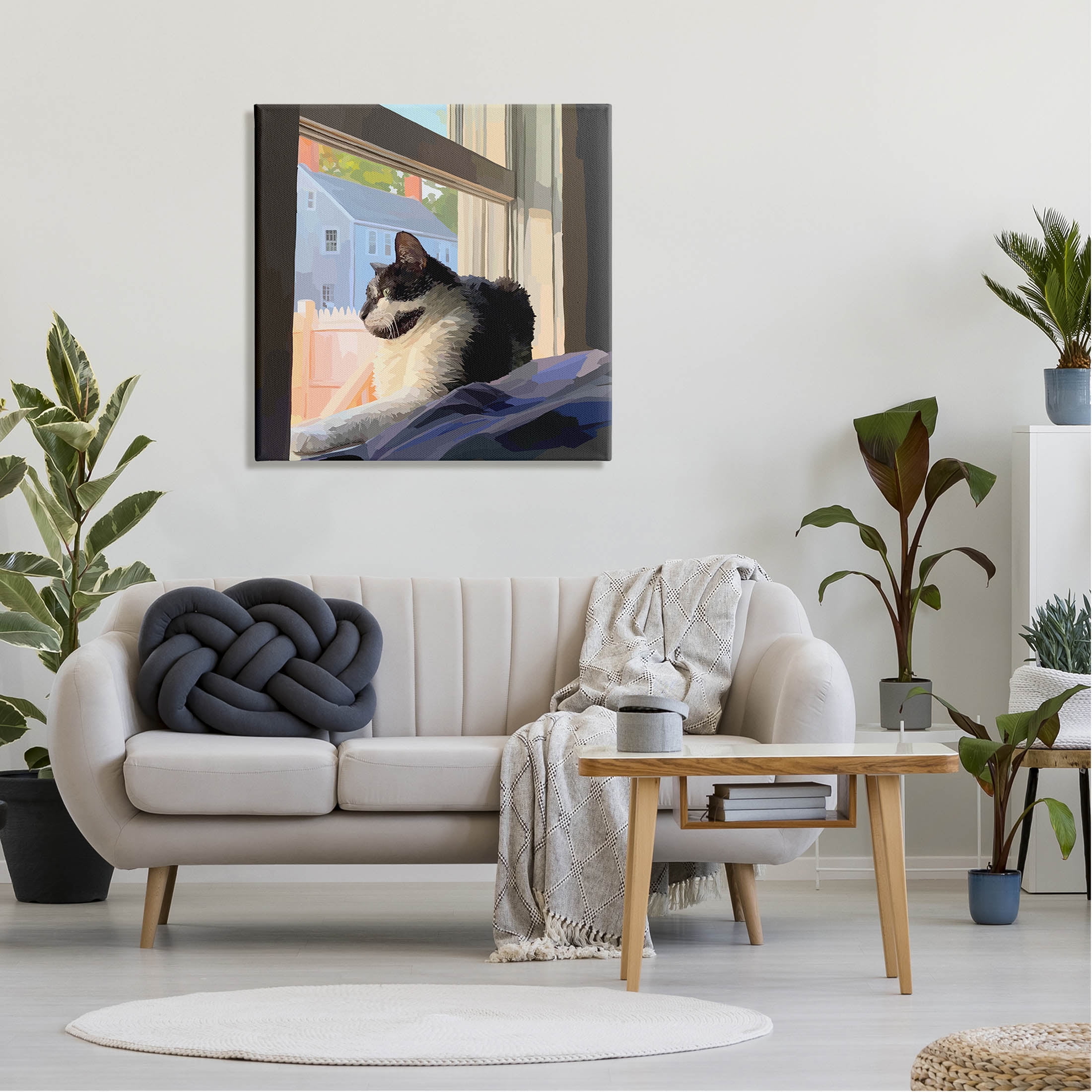 Stupell Industries Warm Sunlit Cat Neighborhood Windowsill Graphic Art Gallery Wrapped Canvas Print Wall Art, Design by Emily Kalina