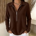 thumbnail image 2 of akafmk Womens Sweatshirts Quarter Zip Pullover Waffle Knit Tops Long Sleeve Collared Solid Color Comfortable Fall Clothes, Size S, 2 of 8