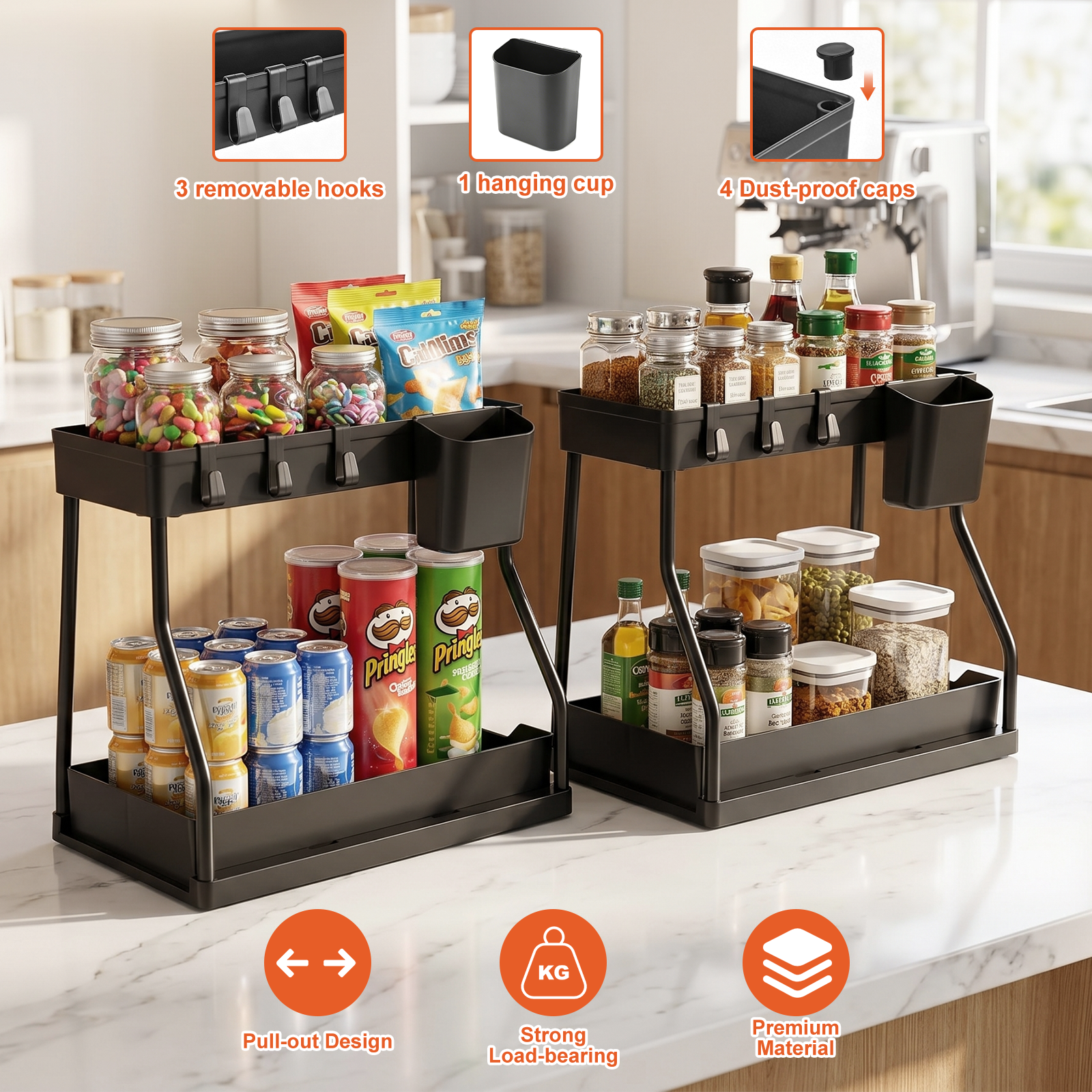 TAIMASI L-Shaped Under Sink Organizer with Sliding Drawer photo 5