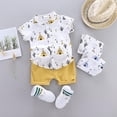 thumbnail image 2 of Toddler Baby Boy Summer Clothes Short Sleeve Button Down Shirt Shorts Set Gentlemen Casual Outfits 3M-4T, 2 of 6