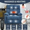 thumbnail image 4 of Trustyue Dual Motor Power Lift Recliner with Heat & Massage, Oversized 350LBS Capacity Chair for Elderly, Infinite Position Recliner with Dual Cup Holders, Chenille Fabric (Blue), 4 of 10
