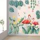 thumbnail image 1 of 1pc Flamingo Hanging Tree Leaves Wall Stickers, Green Nature Jungle Wall Decor, Vinyl Self-Adhesive Wallpaper, Removable Mural, For Living Room Bedroom, 1 of 4