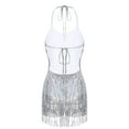 thumbnail image 7 of Doomiva Women Backless Fringe Dress Jumpsuit Club Sequin Tassel Halter Playsuit Festival Bodysuit Silver M, 7 of 7
