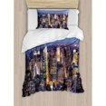 thumbnail image 3 of New York King Size Duvet Cover Set, Aerial View of NYC Full of Skyscrapers Manhattan Times Square Famous Cityscape Panorama, Decorative 3 Piece Bedding Set with 2 Pillow Shams, Blue, by Ambesonne, 3 of 3