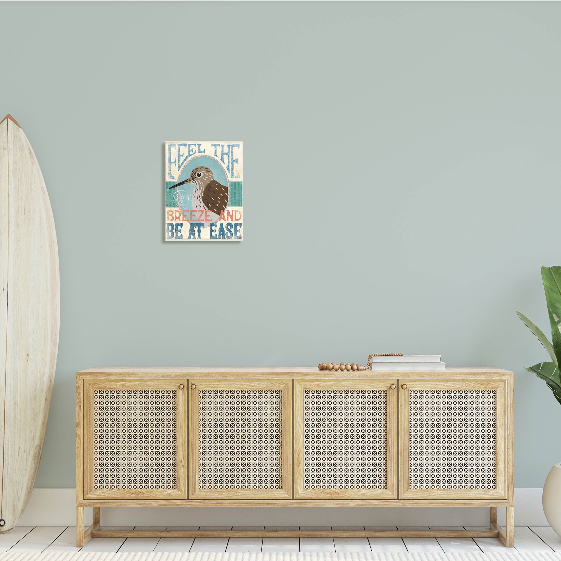 Stupell Industries Feel Breeze Be Ease Nautical Phrase Sandpiper Bird, 13 x 19, Design by Veronique Charron
