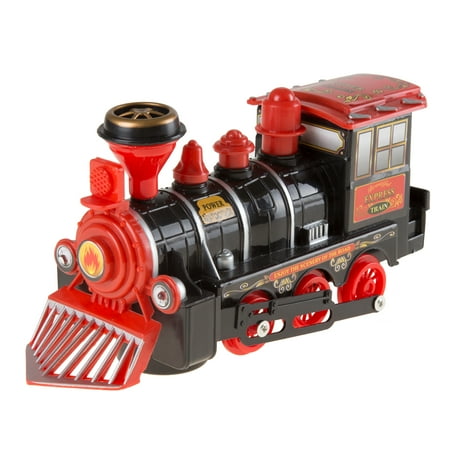 Toy Train Locomotive Engine Car with Battery-Powered Lights, Sounds and Bump-n-Go Movement by Hey! Play!