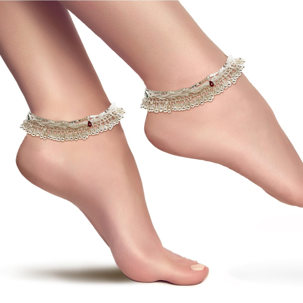 IFH Beauty Indian Fashion Silver Tone Ankle Bracelet Payal Anklet Women Barefoot Jewelry