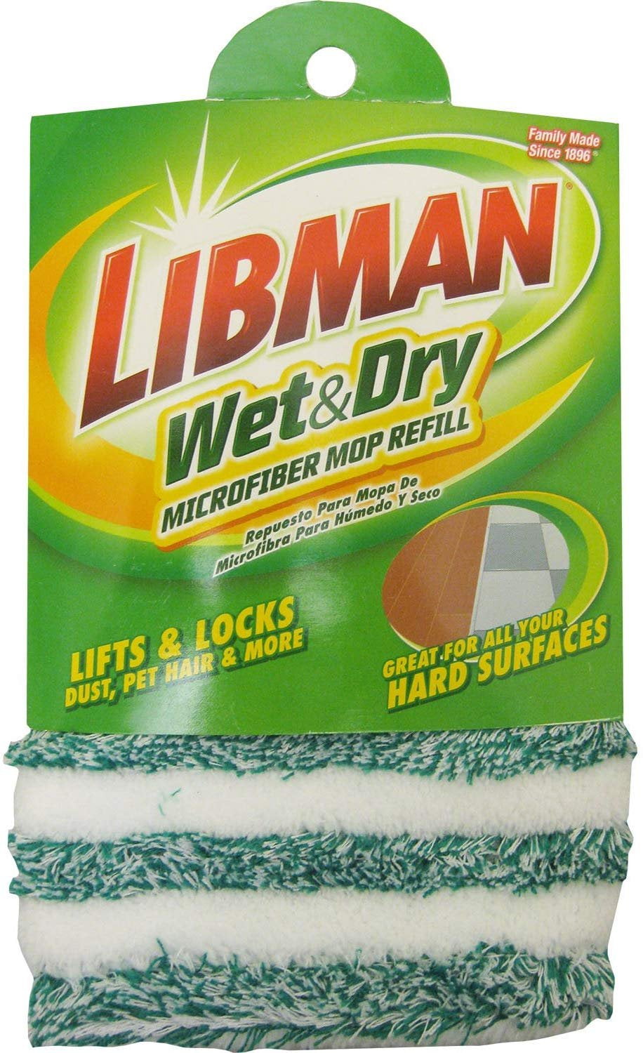 18 Wide Improved/Green Steel Handle Green Handle and Yellow Pad Libman Commercial 195 Microfiber Dust Mop Pack of 6 