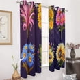 thumbnail image 2 of Blackout Curtains for Bedroom Watercolor Wildflowers Full Room Darkening Grommet Curtains for Living Room,Thermal Insulated Ombre Drapes, 2 of 7