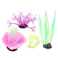 thumbnail image 2 of Plantas de silicona para peceras, 4 piezas de adornos brillantes para acuarios, plantas brillantes para peceras, decoraciones para peceras de simulación, los mejores materiales, 2 of 8
