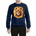 thumbnail image 2 of Lion With Sunglasses Animal Lover Unisex Crewneck Graphic Sweatshirt, Vintage Heather Navy, Large, 2 of 3