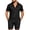 Black, variant on Men's Summer Holiday 2 Piece Matching Outfit Casual Textured Button Down Collar Short Sleeve Shirt Shorts with Pocket Set Black M