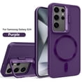 thumbnail image 1 of Folding Lens Stand Matte Magnetic Phone Case For Samsung Galaxy S24 Ultra S23 Plus Shockproof Wireless Charging Protection Cover Deep Purple For S24 Ultra, 1 of 6