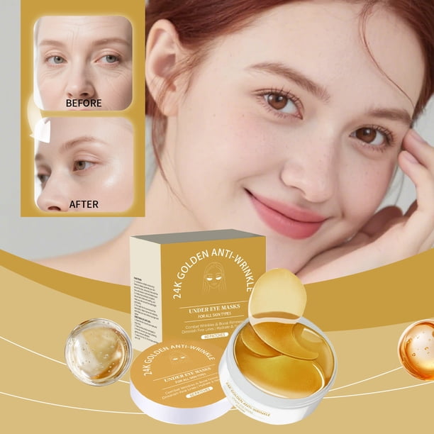 Salud y Belleza, Cuidado Personal, Mascarilla para Ojos, Mascarilla Reafirmante Antiarrugas de Oro para Ojos, Reduce Bolsas, Hinchazón, Párpados Caídos, Mejora Líneas de Expresión, Hidrata Profundamen