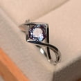 thumbnail image 2 of Infinity band ring, round shaped alexandrite engagement ring, June birthstone, color changing gemstone, Solitaire ring, 2 of 4