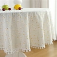 thumbnail image 6 of Round Tablecloth Cotton Table Cloth with Tassel Dust-Proof Floret Circular Table Cover for Kitchen Dinning Room Tabletop Decor (B,Diameter 100cm), 6 of 6