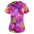 thumbnail image 5 of OIOLOYJM Scrub Tops Women Nursing V Neck Short Sleeve Cute Print Tops Breathable Stretchy T Shirts Comfort Clothing with Pockets Pink 4XL, 5 of 5