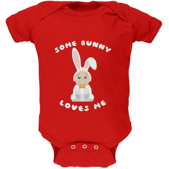 Easter - Some Bunny Loves Me Red Soft Baby One Piece