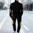 thumbnail image 4 of Men Half Zip Pullover Sweatshirt and Jogger Pants Set with Patchwork Design Casual Long Sleeve Tracksuit Outfit, 4 of 7