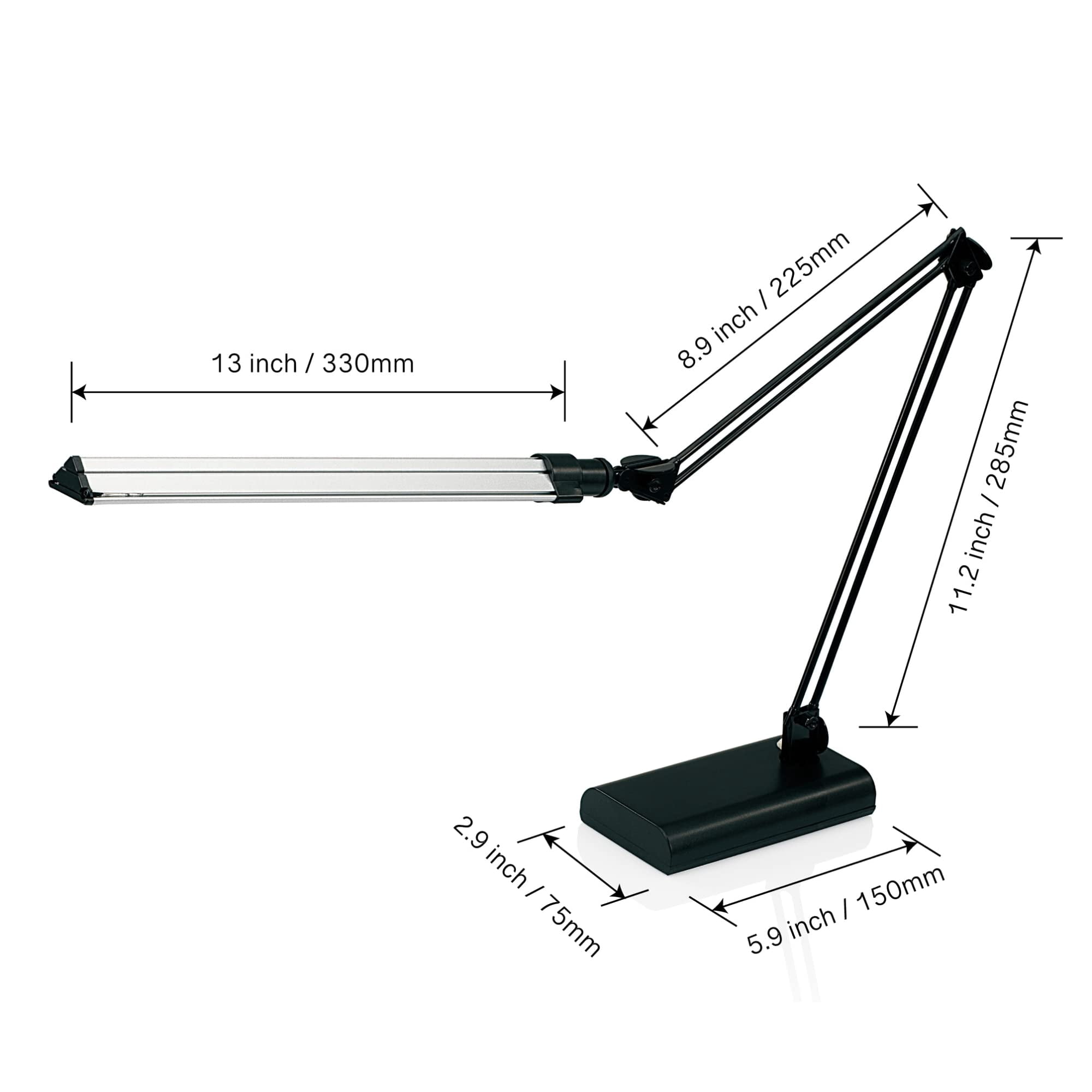 Realspace™ Architect Desk Lamp, Adjustable, 21-1/2"H, Black/Silver