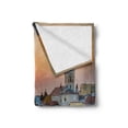 thumbnail image 2 of Sunset Soft Flannel Fleece Throw Blanket, View over the Rooftops of the Old City Colombian Coast Picture, Cozy Plush for Indoor and Outdoor Use, 50" x 60", Multicolor, by Ambesonne, 2 of 5