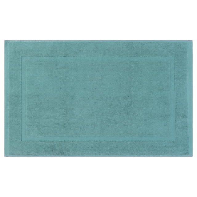 REGALWOVEN Alfombra de baño de algodón trenzado reversible, suave y esponjosa, alfombra absorbente para hotel, spa, bañera, color azul, 20" x 32"