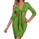 thumbnail image 1 of Gibobby Vestidos de suéter anchos Casual y sexy para mujer de color sólido de manga larga de punto con cuello en V vestido otoño invierno nuevo(Verde,XL), 1 of 4