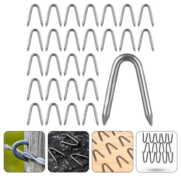 ULTNICE U Shaped Nails Iron Silver 50Pcs