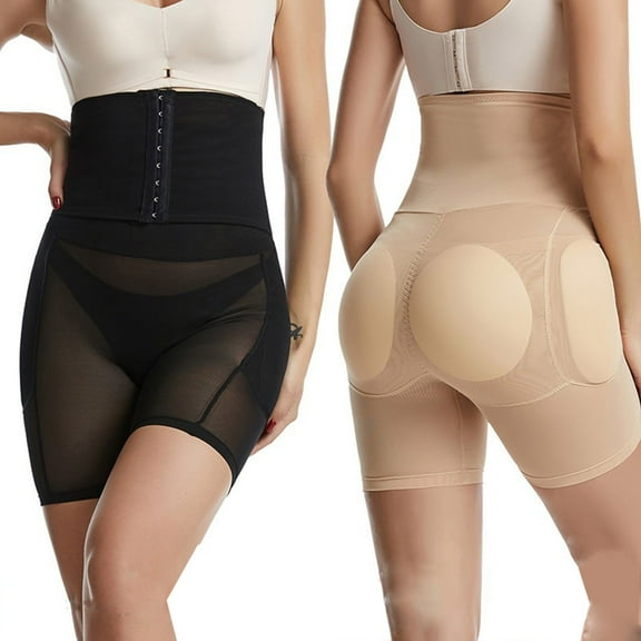 FRSASU Women High Waist Butt Enhancer Butt Lifter Padded Shapewear Control Panties Seamless Underwear Buttock Lifting Short Black XL(XL)