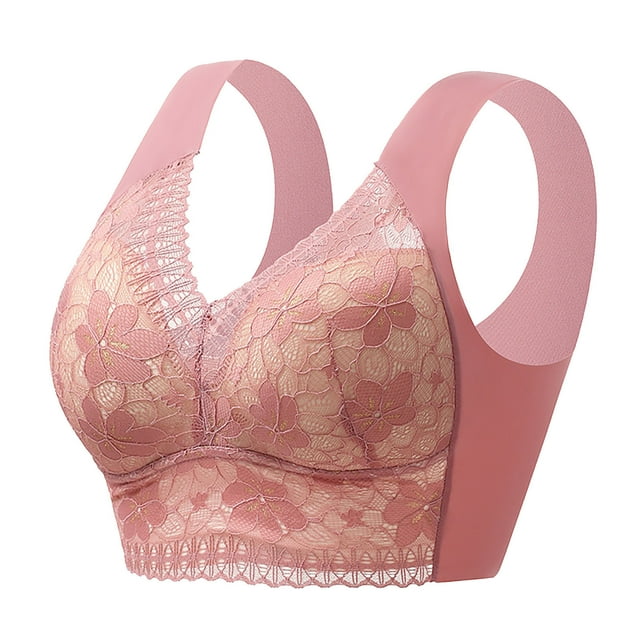 UPPADA Womens Bras Front Closure Back Support No Underwire Full Coverage Bras Wireless Comfy Bralettes Bras Full Coverage Bras Savings Pink,3L/2XL
