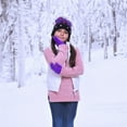 thumbnail image 5 of Girls Knit Beanie & Gloves Set Full Wrap Cuff & Top Pom 3 Color Combinations, 5 of 6