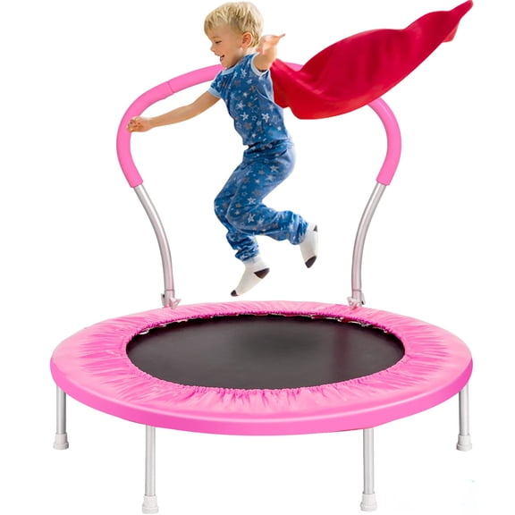 Aukfa Trampoline for Kids- 36" Toddler Trampoline with Handle for Indoor and Outdoor Park- Pink