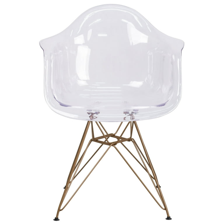 Flash furniture alonza series transparent outlet side chair with gold base
