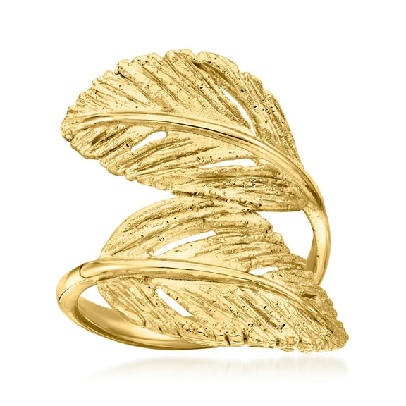 Ross-Simons Italian 18kt Gold Over Sterling Leaf Bypass Ring, Women's, Adult