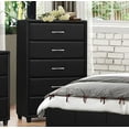 thumbnail image 3 of Black Stylish Bedroom 5pc Set Queen Platform Bed Nightstand Dresser Mirror Chest Upholstered Furniture Set, 3 of 7