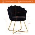 thumbnail image 6 of Furniliving Modern Velvet  Accent Chair Shell Back Makeup Chair Upholstered Vanity Stool,Black, 6 of 10