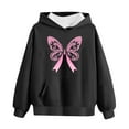 thumbnail image 4 of Thetops Big Girls Breast Cancer Awareness Hoodie 11-12T Black, Pink Ribbon Butterfly, Polyester Spandex Comfortable Kids, 4 of 5